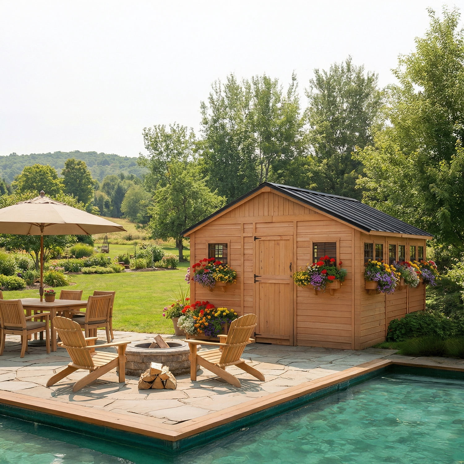 Outdoor Living Today 12x12 Western Red Cedar Sunshed Shed with Metal Roof