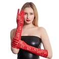 thumbnail image 2 of AWZXDE Women Black Short Lace Breathable Riding Sunscreen Wedding Gloves for Stylish and Elegant Occasions Red,One Size, 2 of 3