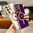 thumbnail image 5 of Magnetic Phone Case for Samsung Galaxy S21 Ultra 5g [Compatible with MagSafe] Luxury Plating Cute Love Heart Soft Silicone Protective Shockproof Cover for Galaxy S21 Ultra 6.8” (Purple), 5 of 11