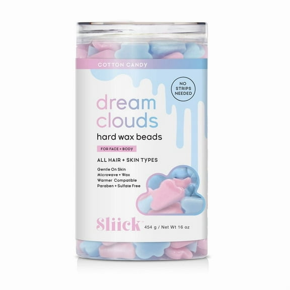 Sliick Dream Clouds Hard Hair Removal Wax Beads Kit for At Home Face and Body Hair Removal, 16 oz