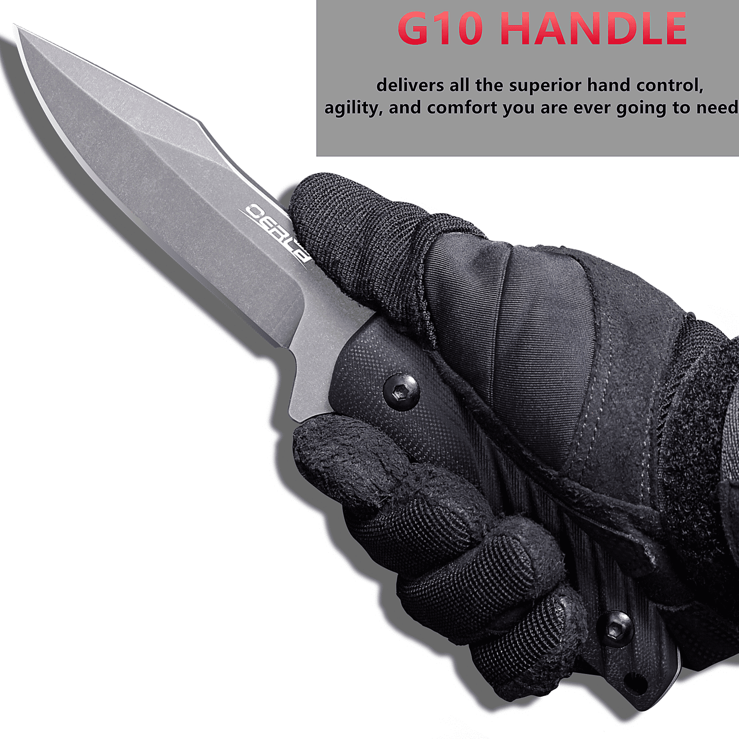 OERLA Olk-043 Fixed Blade Tactical Camping Knife 8.85" with Black G10 Handle and Kydex Sheath