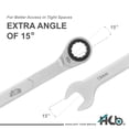 thumbnail image 6 of HB 13mm Ratcheting Combination Wrench WDM013-U 100-Tooth 12-Point Box End 15° Offset Head | Pass-Through Design for Long Bolts | Chrome Vanadium Steel Matte Finish | Professional Tool Made in Taiwan, 6 of 7