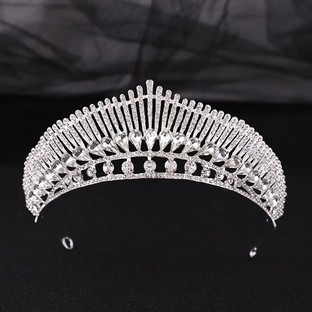 Nvzi Tiara para novia, diadema de princesa, corona nupcial, joyería para el cabello con diamantes de imitación de cristal, decoración para cumpleaños, graduación, fiesta de disfraces (blanco)