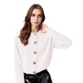 thumbnail image 5 of Cardigan Sweaters for Women Fall 2025 Long Sleeve Button Down Soft Loose Knit Outwear Cropped Winter Coats White L, 5 of 10