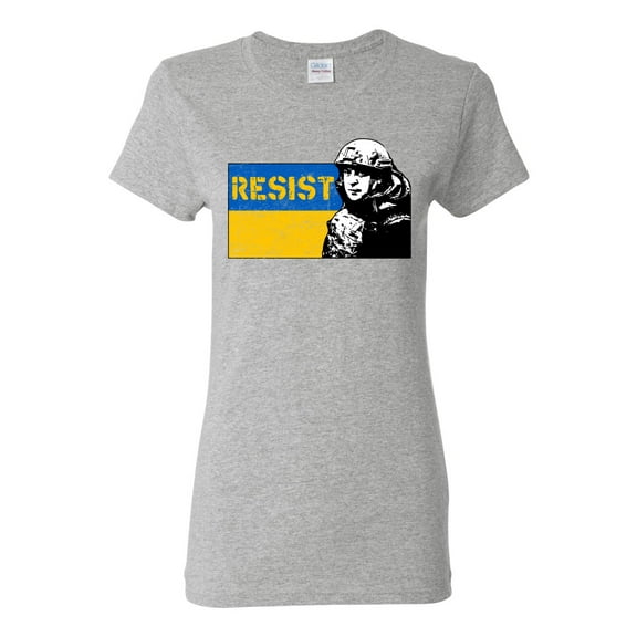 Support Ukrainian Flag Zelensky RESIST Womens Graphic T-Shirt, Heather Grey, XX-Large