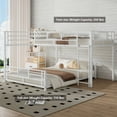 thumbnail image 2 of Bellemave Twin over Full Size Bunk Bed L-shaped Metal Low Bunk Bed with Guardrails and Ladder Junior Floor Bunk Bed Frame (White), 2 of 10