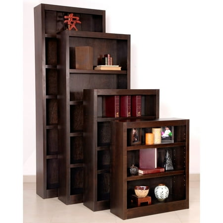 Wood Tall Bookcase - Concepts in Wood 5 Shelf Wood Bookcase, 72 inch Tall - Espresso Finish