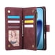 thumbnail image 2 of For iPhone 17 Pro Case Zipper Wallet Multiple Card Slots Leather Phone Cover with Wrist Strap - Coff, 2 of 5