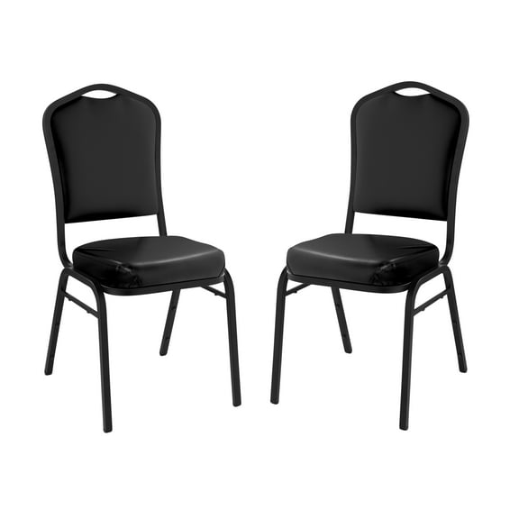 (Pack of 2) NPS® 9300 Series Deluxe Vinyl Upholstered Stack Chair, Panther Black