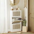thumbnail image 2 of HOMCOM Rattan Shoe Storage Cabinet Organizer with 3 Flip Drawers, 2 of 10