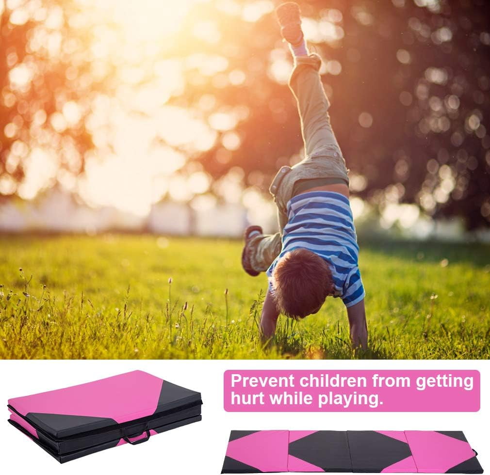 PayLessHere Foldable Gymnastics Mat 4'x10' PU Leather Tumbling Exercise Yoga Mat for Home Outdoor