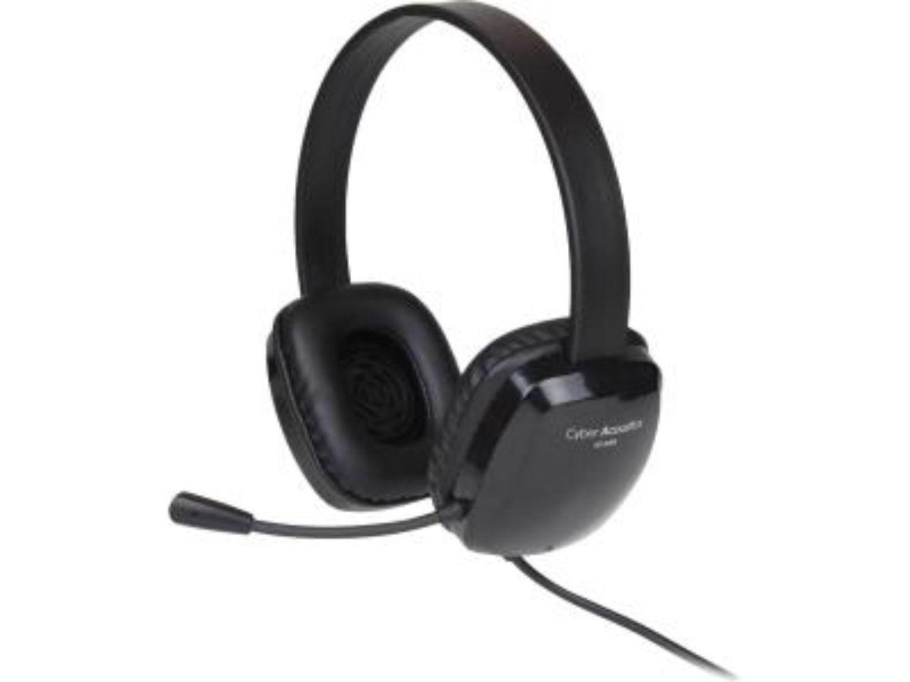 Cyber Acoustics Stereo Headset w/ Single Plug - Stereo - Mini-phone (3.5mm) - Wired - 20 Hz to 20 kHz - Over-the-head - Binaural - Circumaural - 6 ft Cable - Noise Cancelling, Uni-directional Micro...