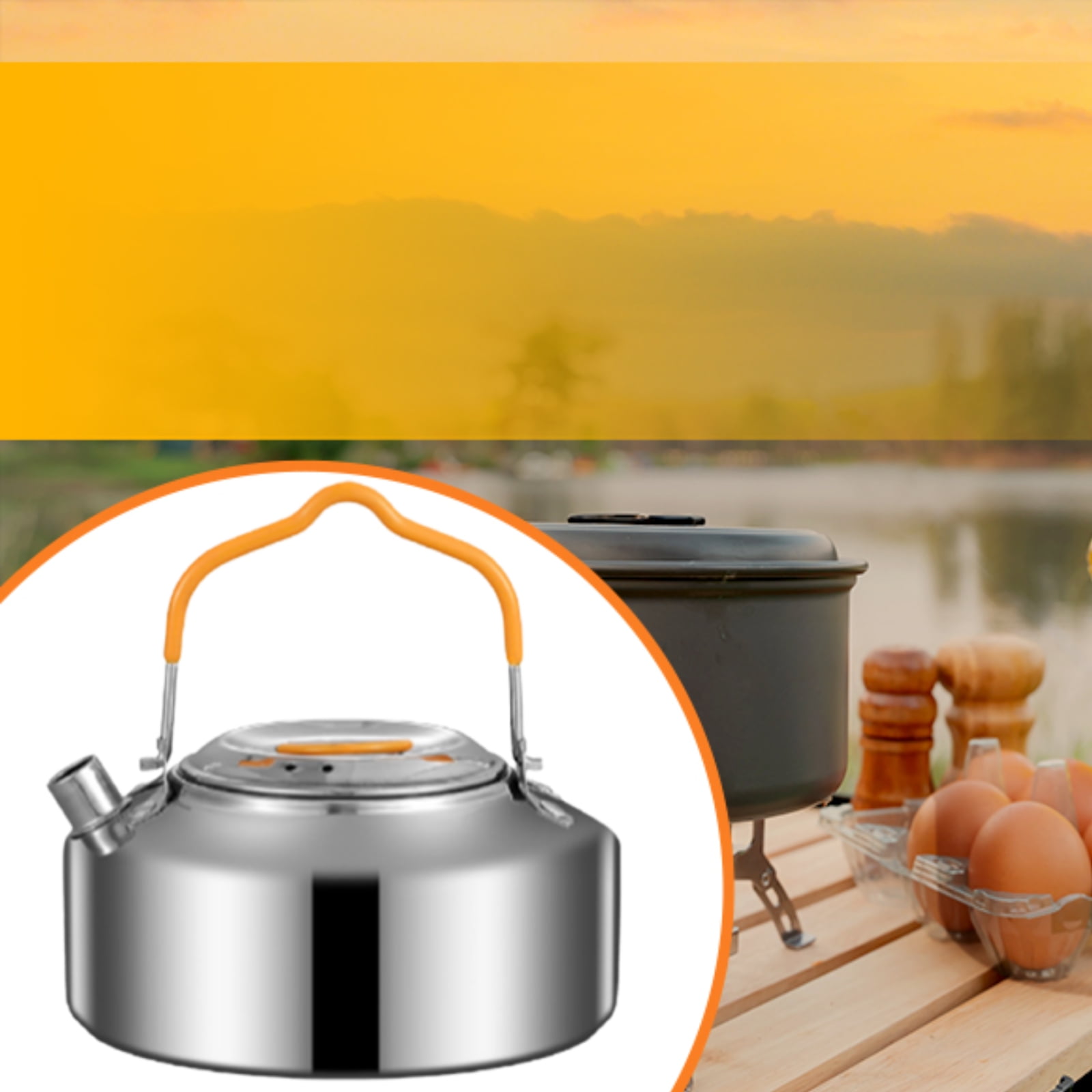 Portable Camping Kettle Tea Pot Water Kettle Coffee Pot Cookware Campfire Kettle, Size: 17.5cmx7.5cm, Other