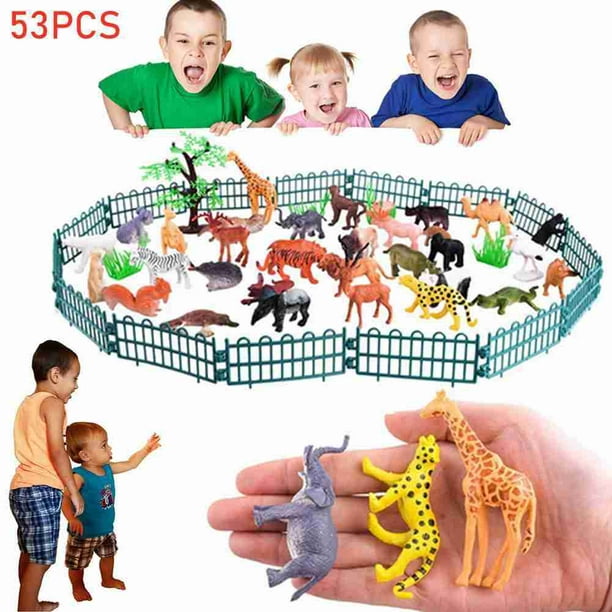 Jouet Animal, Lot de 52 Mini Animaux Sauvages en Plastique Modèles