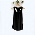 thumbnail image 3 of Camiseta sin mangas de algodón para mujer, Top informal holgado con espalda cruzada, Top de entrenamiento para mujer, chaleco M30660, 3 of 4