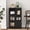 Black, variant on iooHug 39.4" Black MDF Storage Buffet Cabinet, Handleless 2 Tempered Glass Door Cupboard with Adjustable Shelves & Pull-Out Drawer for Kitchen Living Room Office Family Use(Green)