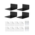 thumbnail image 1 of Luzkey 4 Pieces Wall Mounted Shelves,Acrylic Shelves,Acrylic Display Shelves,Wall Decor,Hanging Rack Board Organizer,for Living Room Black, 1 of 8