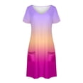 thumbnail image 4 of GaThRRgYP Stylish V-Neck Short Sleeve Dress,Women's Fashion Summer Gradient Short-sleeved V-neck Casual Dress Hot Pink XL, 4 of 8
