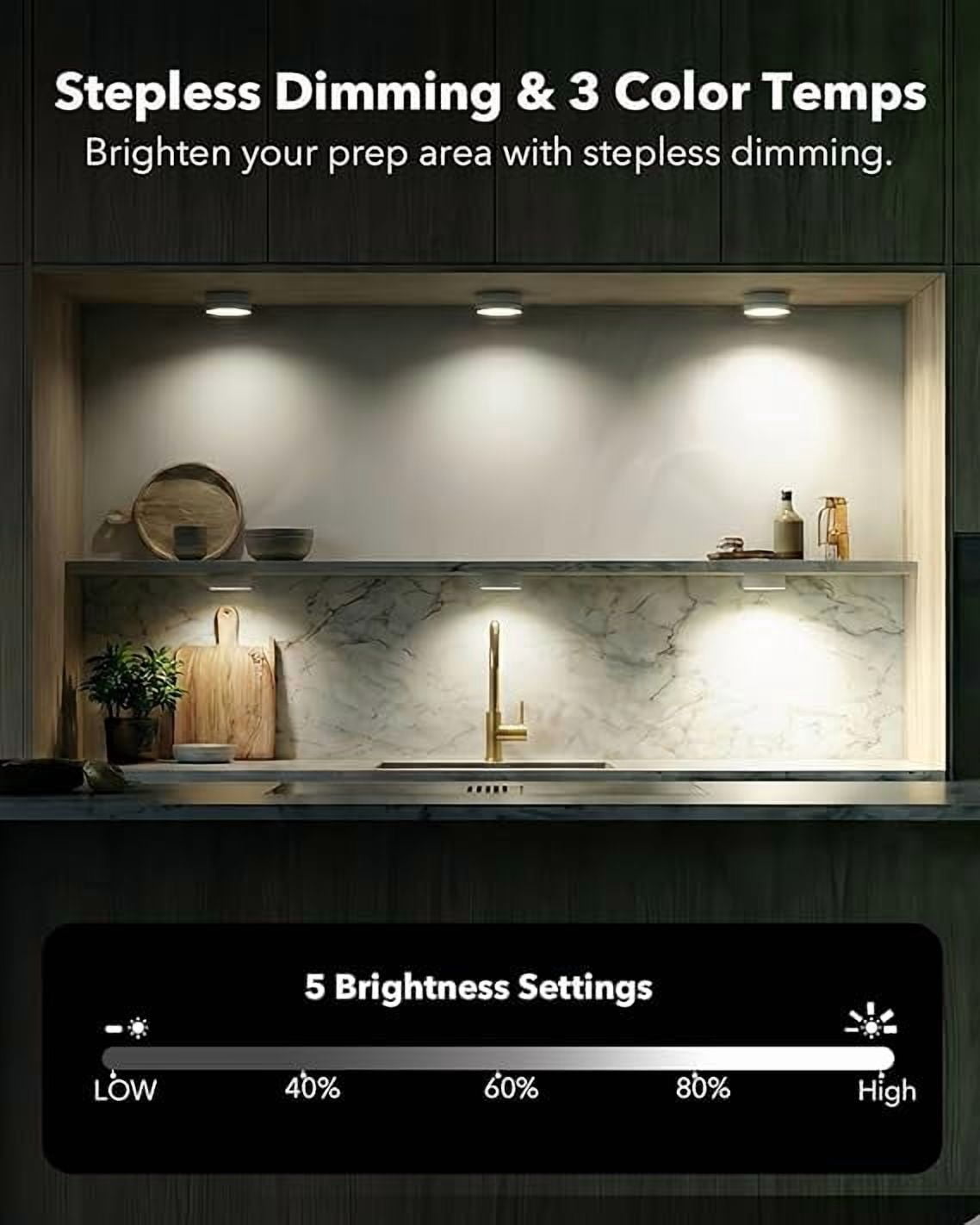 2400mAh Rechargeable Puck Lights with Remote 4 Pack, Radar Motion Sensor Under Cabinet Lighting, 13 RGB & 3 Color Dimmable Stick On Closet Lights with Timer, Magnetic Under Counter Light for Kitchen