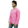 thumbnail image 2 of Atasi Men's Baby Pink Short Kurta Round Keyhole Neck Cotton Shirt-Small, 2 of 6
