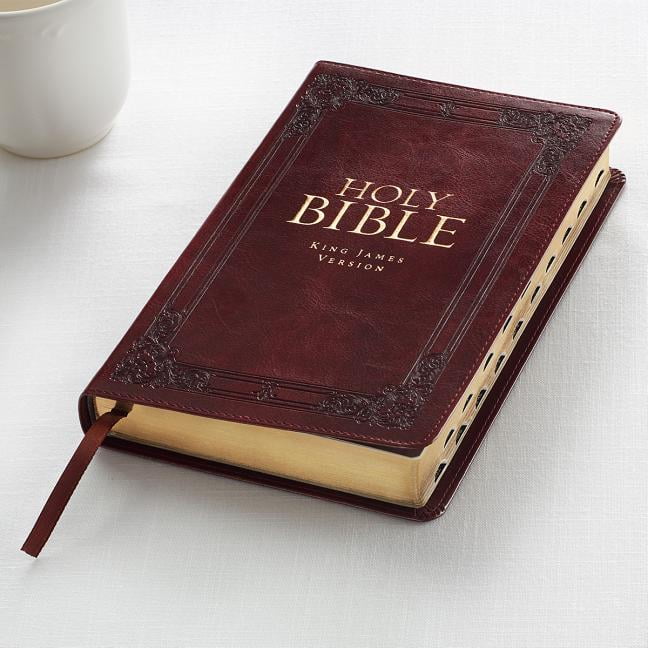 KJV Holy Bible, Standard Bible, Burgundy Faux Leather Bible W/Thumb ...