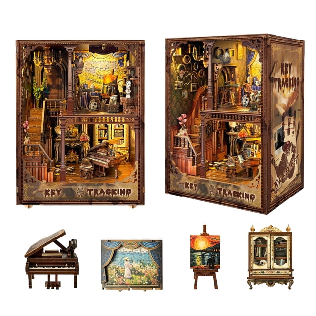 Kit para casa de muñecas STRUCWOOD, cuaderno para libros a escala 1:24 con funda antipolvo
