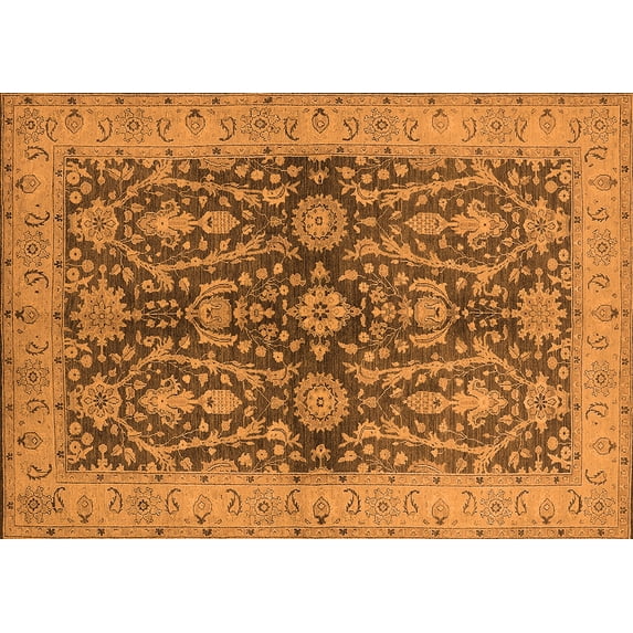 Ahgly Company Indoor Rectangle Oriental Orange Industrial Area Rugs, 7' x 10'