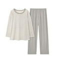 thumbnail image 3 of Endives Womens Pajamas Set Stripe Long Sleeve Tshirt and Pants Comfortable Pajamas for Women Casual Loose Lounge Sets for Women Womens Sleepwear Loungewear Grey XXL, 3 of 3