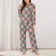 thumbnail image 2 of Fotbe Colorful Checkered Conjunto de Pijama de Manga Larga para Mujer con Estampado, Ropa de Dormir de 2 Piezas, Conjunto de Casa Suave y Cómodo con Bolsillos-Medium, 2 of 7