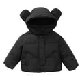 thumbnail image 3 of NAISIBABY Boys Girls Puffer Jacket, High-Neck Hooded Buttons Zipper Thickened Warm Winter Fashion 2025 Padded Coat Black 10T, 3 of 5