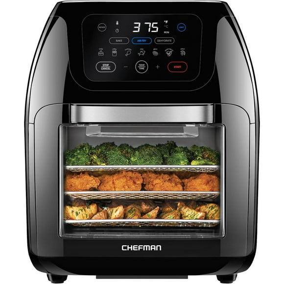 Chefman Multifunctional Digital 10 Qt. Air Fryer+ Rotisserie, Fry, Roast & Bake, 17 Presets - Black, New