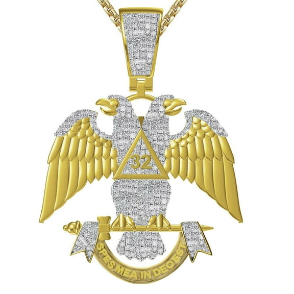 Genuine Diamond Scottish Rite 32nd Degree Master Freemasons Eagle Charm Pendent