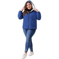 thumbnail image 3 of DARING DIVA Women's Plus Size Puffer Coat with Hood and Pockets 1X Royal Blue, 3 of 6
