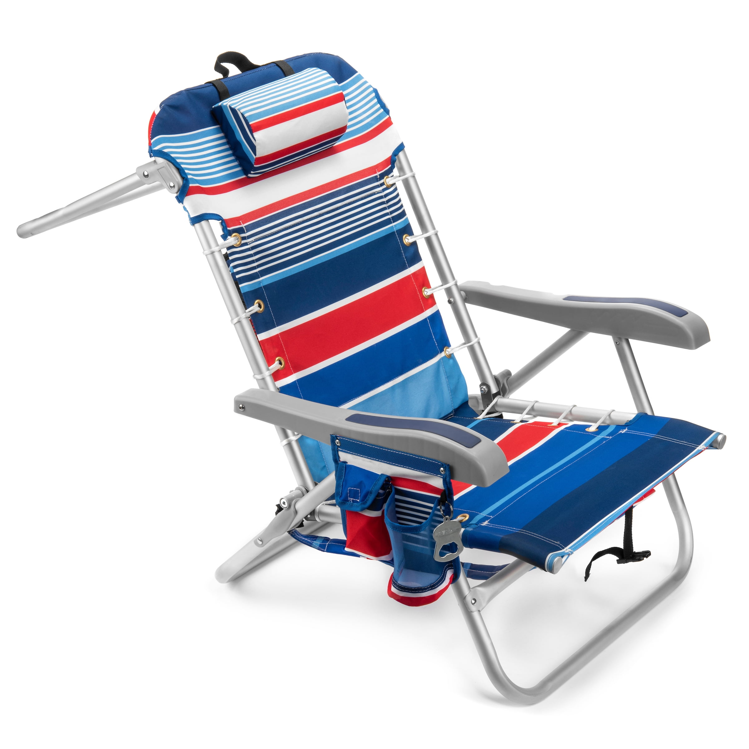 5 position beach chair with cup holder sale
