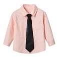 thumbnail image 3 of Boys Long Sleeve Dress Shirts Solid Button Down Shirts Summer Formal Uniform Shirt with Pocket,Beige 9-10Y, 3 of 8