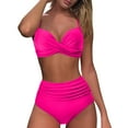 thumbnail image 3 of Linfrsh Two Piece Bikini Sets for Women High Waisted Bikinis Tummy Control Sexy Bathing Suit Bikini Top with Bottoms Athletic Swimwear Hot Pink,2XL, 3 of 7