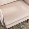 thumbnail image 4 of Velvet Accent Chair, Tufted Fabric Upholstered Sofa Chair with Armrest Design and Padded Cusion, Leisure Single Sofa Vintage Chair with Rose Golden Tapered Feet, Beige, 4 of 7