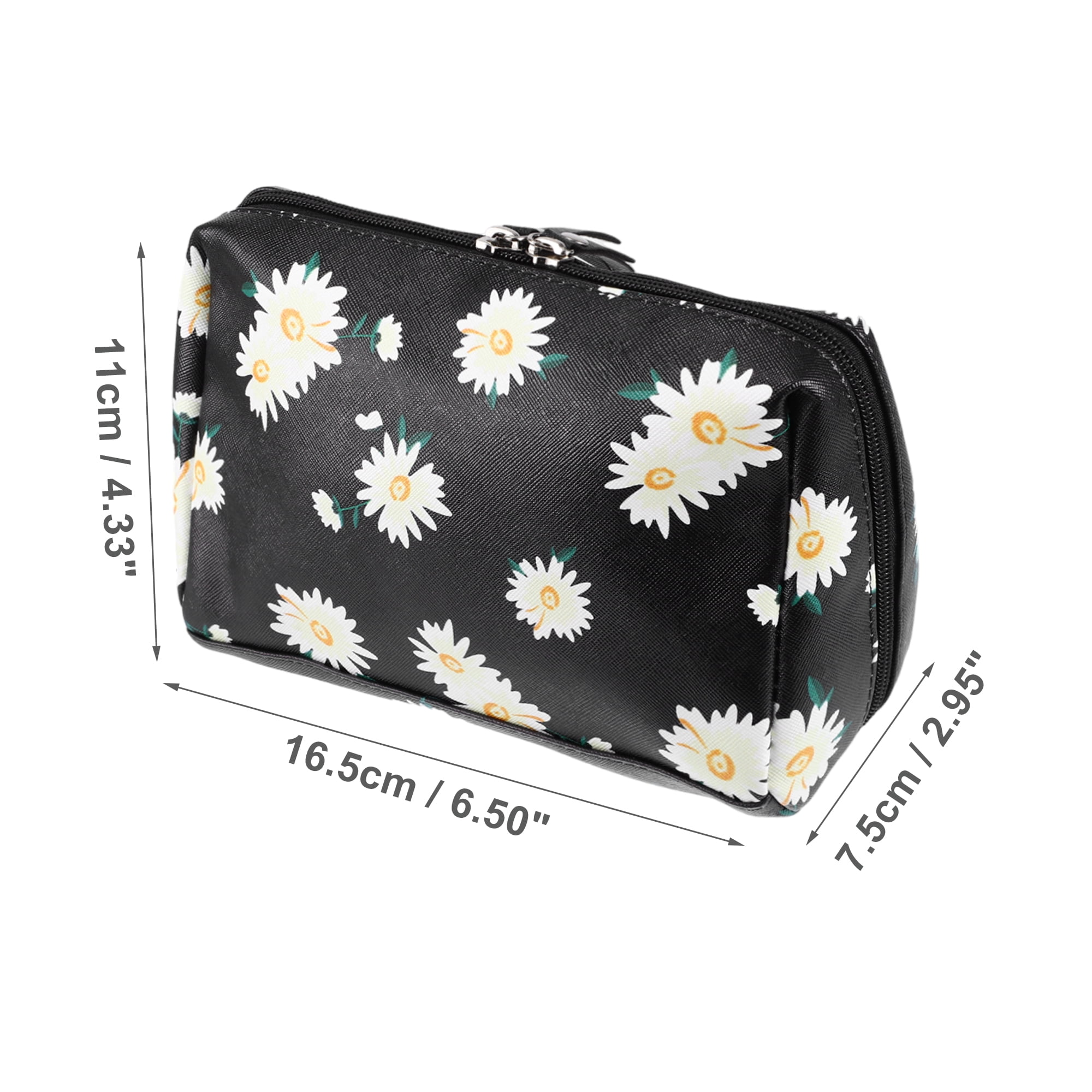 Unique Bargains 1Pc Lady Small Portable Durable Travel Makeup Bags for Toiletry Black