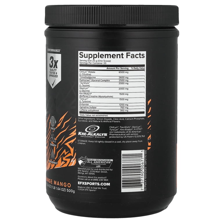body fortress l carnitine 1500 review LS3 Concentrated Liquid Fat Burner And Metabolism Ac EFX Sports K-otic Pre-Workout, Orange