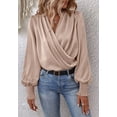 thumbnail image 1 of Blusa de mujer con escote en V, blusa elegante, blusa túnica de manga larga con farol, 1 of 6