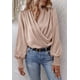 thumbnail image 1 of Blusa de mujer con escote en V, blusa elegante, blusa túnica de manga larga con farol, 1 of 6