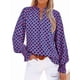 thumbnail image 3 of Blusa de Estilo Bohemio con Cuello en V y Mangas Largas, Estilo Floral, Informal, Holgada, de Verano, con Mangas Abullonadas para Mujer. Púrpura L, 3 of 6