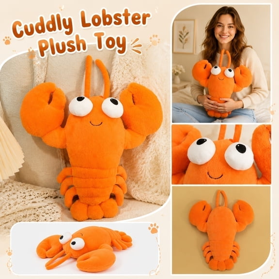 Lobster Weighted Plush Throw Pillow Soft Stuffed Animal Toy 22.5 In