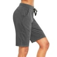 thumbnail image 4 of BALEAF Women's Bermuda Shorts Cotton Long Shorts with Pockets Deep Gray M, 4 of 7