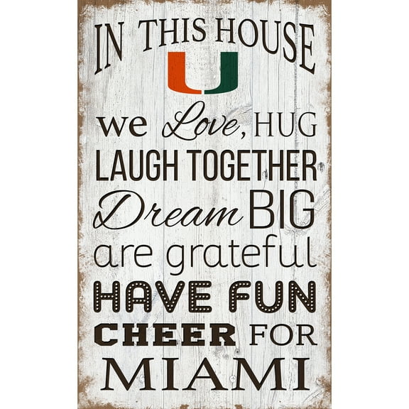 Miami Hurricanes 11'' x 19'' Team In This House Sign