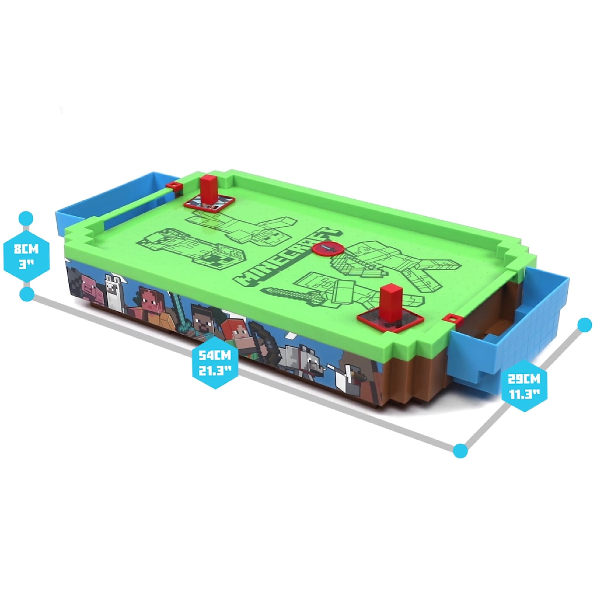 Minecraft: Arcade Air Hockey - Overworld -Premium Series, 21" Motorized Tabletop Game, Iconic Sounds, Licensed Collectible Toy, Adult-Kid 3+, 2 Player