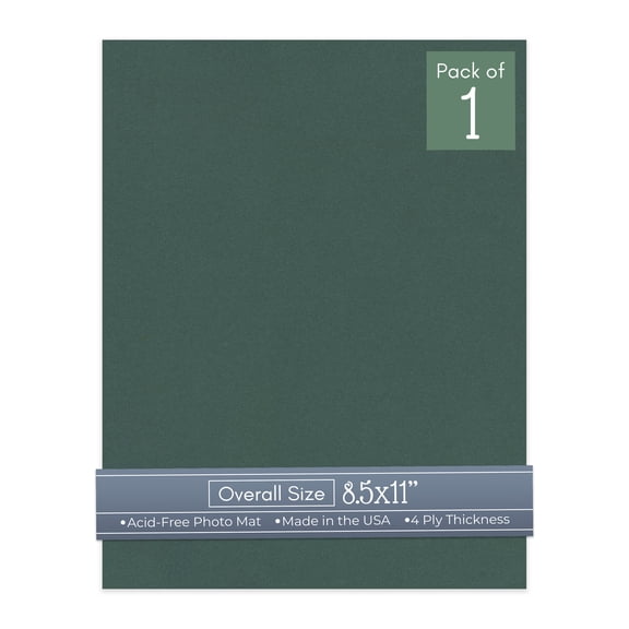 Spruce Green 8.5x11 Uncut Art Mat Board - No Opening - 1 Mat