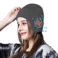 thumbnail image 2 of Morttic Unisex Bluetooth Beanie ,Upgraded Musical Knitted Cap with Headphone & Mic,Winter Warm Earflap Hat for Men Women Grey, 2 of 11