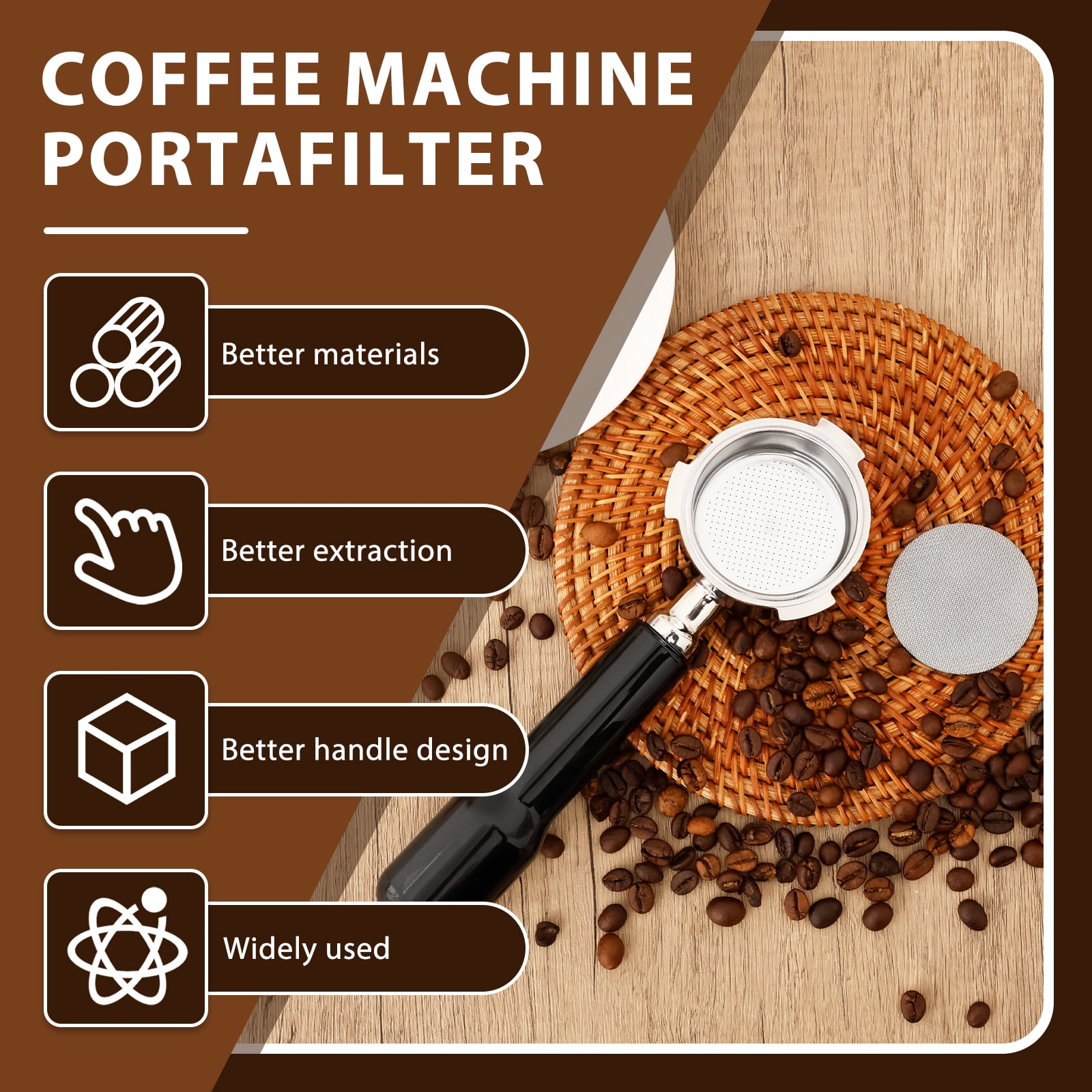 Austok Bottomless Portafilter 51 mm with 3 Ear Espresso Puck Screen Compatible with DeLonghi EC680/EC685 with Stainless Steel Sieve