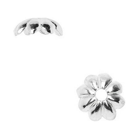 Nunn Design Bead Caps, 6mm Floral Petals, 4 Pieces, Bright Silver